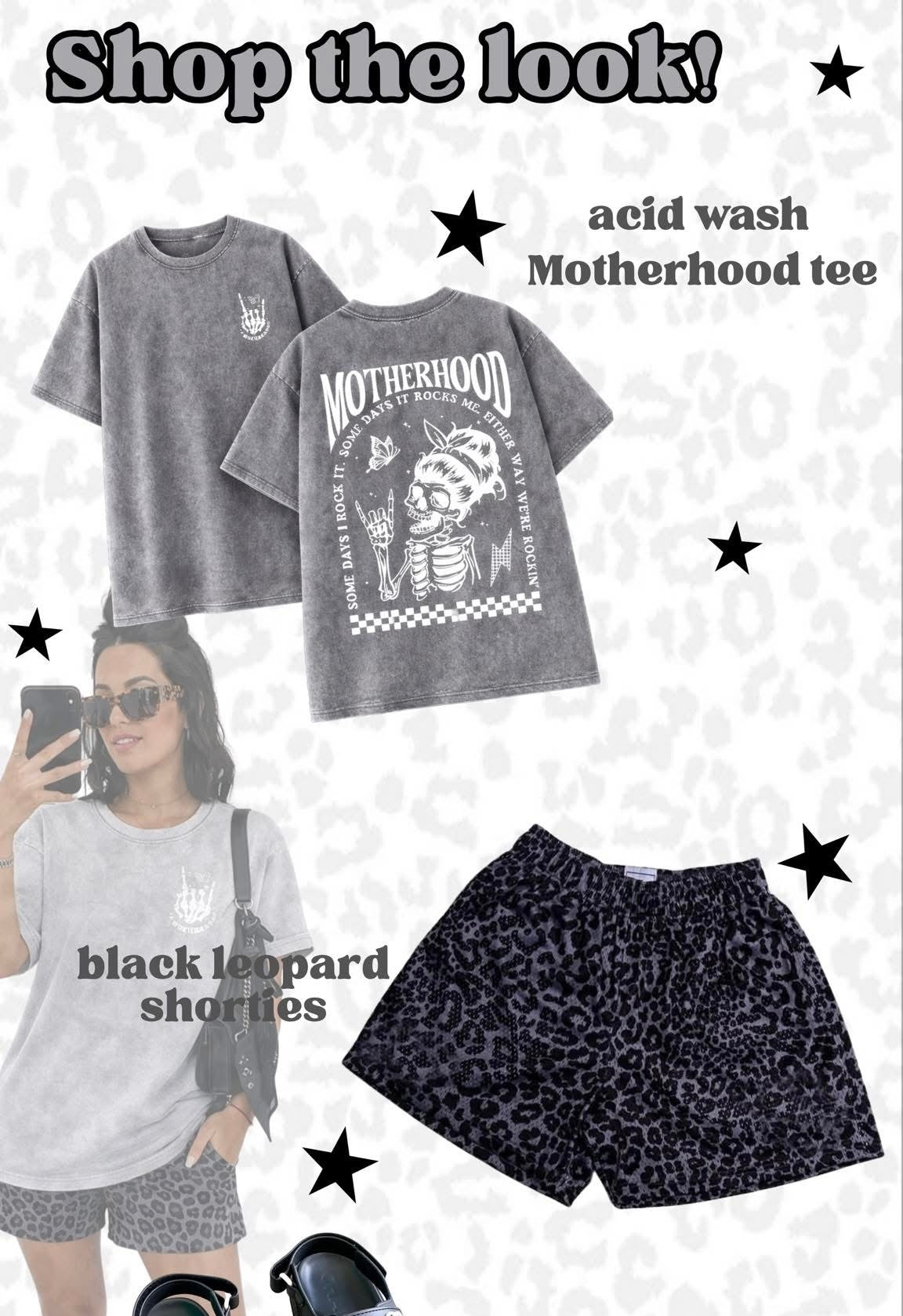 Black Leopard Shorts