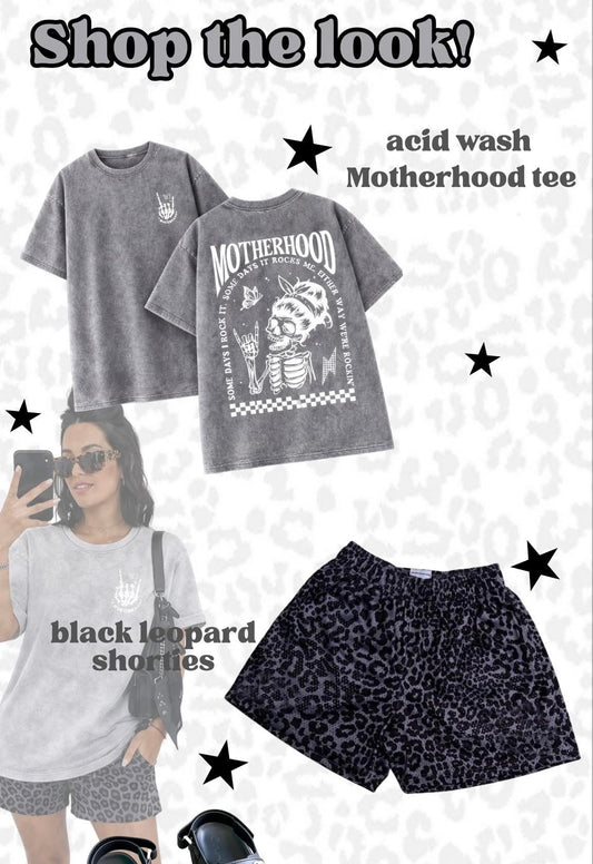 Black Leopard Shorts