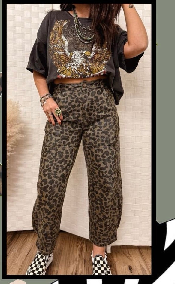 Leopard Barrel Jean